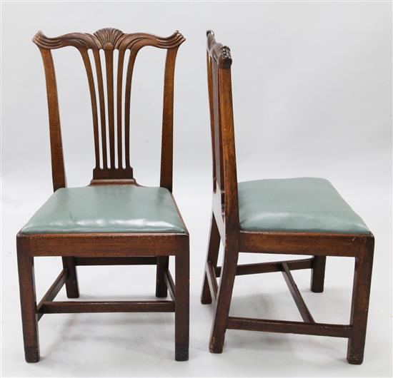 A set of six George III mahogany dining chairs, H.3ft 2in.